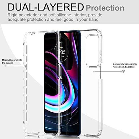 LeYi for Motorola Edge 2021 Case, Moto Edge 2021 Case with 2 Tempered Glass Screen Protector, Full-Body Shockproof Bumper Rugged Hybrid Soft Clear Protective Phone Case for Edge 2021, Clear