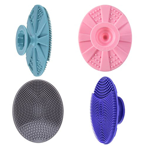 INNERNEED Silicone Face Cleansing Scrubber, Exfoliating Scrub Manual Handheld Facial Brush Blackhead Remover, Food-grade Soft Bristle (Pack of 4)