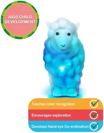 WOW! STUFF CoComelon Toys Musical Color Learning Sheep | Changes to Match Colors | Plays Baa Baa Black Sheep Nursery Rhyme | Night Light Sleep Soother Mode | for Girls and Boys | Ages 2+