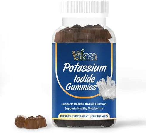 Potassium Iodide Gummies, High Absorption Potassium Supplement with Folate, Vitamins B6, B12, Zinc, L-Tyrosine, Support Thyroid Function, Muscle, Vegan, 60 Gummies