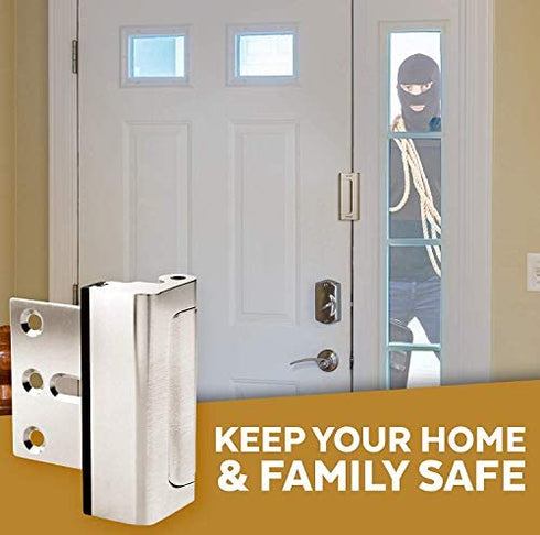 Door Lock for Home Security (2-Pack) - Easy to Install Door Latch Device, Aluminum Construction, Satin Nickel Door Locks for Door Security | Child Proof & Tamper Resistant, Door Locks