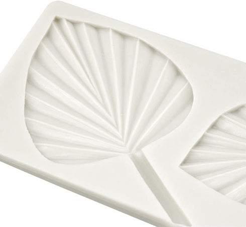 Chongmu Fan Leaf Silicone Molds Flower Leaf Shape Fondant Cake Mold for Sugarcraft Cake Decoration, Cupcake Topper, Polymer Clay, Candy, Chocolate, Crafts Making Tool (Fan Leaf)