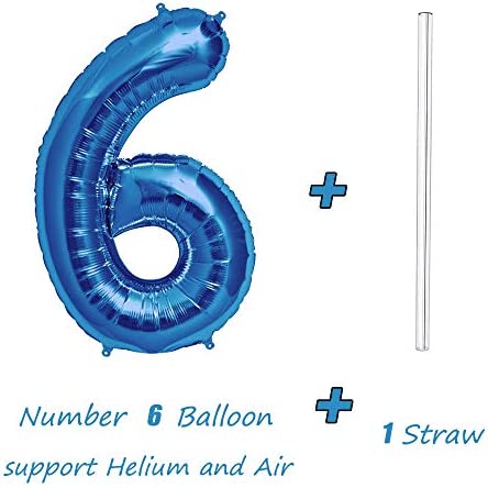 Tellpet Number 6 Balloon, 6th Birthday Party Decorations for Boy, Sapphire Blue, 40 Inch