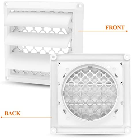 2 PACK Funmit 4 Inch Louvered Dryer Vent Cover Outdoor Including Metal Bird Guard Screen and 4 Screws for Easy to Install Compatible with 4" HVAC Exhaust Dryer Vent Duct Hose