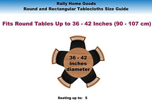 Rally Home Goods Indoor Outdoor Patio Round Fitted Vinyl Tablecloth, Flannel Backing, Elastic Edge, Waterproof Wipeable Plastic Cover, White Marble Pattern for 5-Seat Table of 36-42’’ Diameter