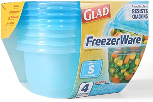 Gladware Freezerware Food Storage Containers | Small Food Storage Containers, Small Containers in Rectangle Shape Hold up to 24 Ounces of Food, 4 Count Set
