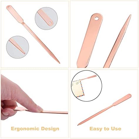 Rose Gold Desk Accessories Set - Scissors, Staple Remover and 2 Letter Openers, Luxury Rose Gold Office Supplies & Desk Decorations