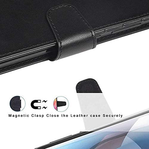 for Moto One 5G Ace Case,for Motorola 5G Ace Wallet Case,with Screen Protector,PU Leather Wrist Strap Card Slots Soft TPU Shockproof Protective Flip Cover Phone Case for Moto One 5G Ace Case, Black