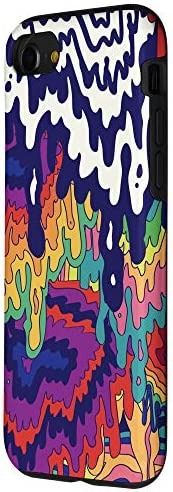 iPhone SE (2020) / 7 / 8 Trippy Paint Drip Doodle Blue Red Purple Rainbow AEQ068 Case