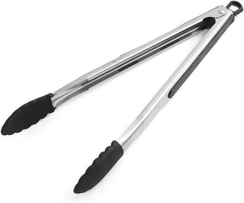 Farberware Professional Stainless Steel and Heat Resistant Nylon Locking Kitchen Tongs with Silicone Tips, 12-Inch