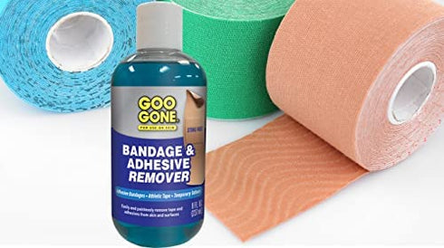 Goo Gone Bandage Adhesive Remover For Skin - 8 Ounce - Safe Method to Remove Sports Tape, KT Tape, Temporary Tattoos, Ink, Medical Bandages and More