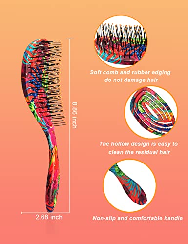 MIUSKATL Detangling Brush Set - Detangler Brush for Curly Thick Natural Straight Fine Wet or Dry Hair Wet Brush Detangling Brush with 3 Alligator Styling Sectioning Clips Hair Brushes for Women and Kids