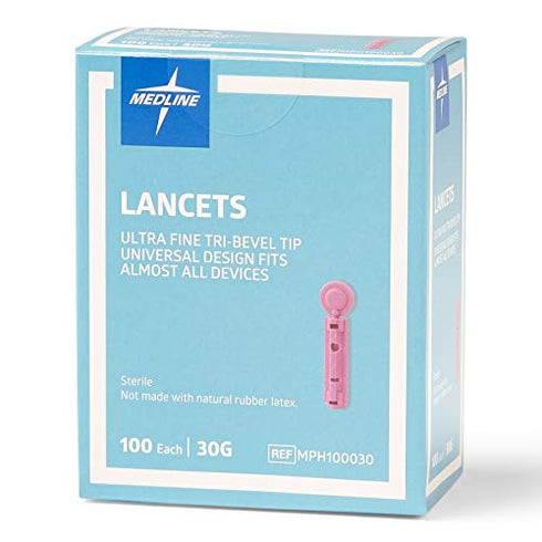 Medline General Purpose Lancet, Can be Used with Most Universal Lancing Devices, 30G, Box of 100