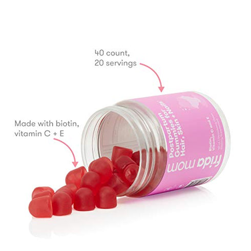 Frida Mom Postpartum Supplement Set |Postpartum Gummies for Hair, Skin + Nails (40 Count)