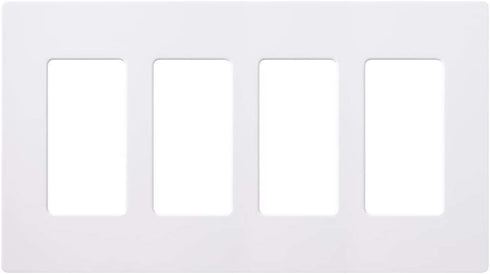 Lutron Claro 4 Gang Decorator/Rocker Wallplate, Gloss, White (1-Pack) | CW-4-WH
