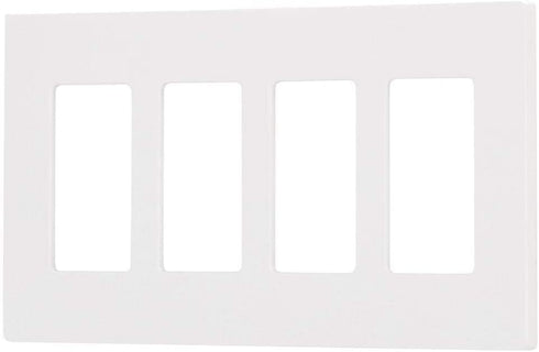 Lutron Claro 4 Gang Decorator/Rocker Wallplate, Gloss, White (1-Pack) | CW-4-WH