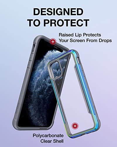 Raptic Shield for iPhone 11 Pro Max Case, Shockproof Protective Clear Case, Military 10ft Drop Tested, Durable Aluminum Frame, Anti-Yellowing Technology Case for iPhone 11 Pro Max, Iridescent