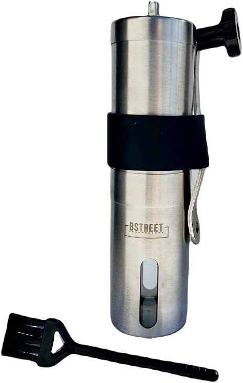 Manual coffee grinder - stainless steel conical ceramic burr coffee bean grinder for espresso and french press - portable for travel and camping - Adjustable hand crank for precision or coarse grind