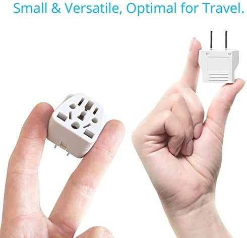 Europe to US Plug Adapter EU/UK/AU/in/CN/JP/Asia/Italy/Brazil to USA (Type A & B) American Travel Adapter and Converter, Wall Outlet Power Charger Converter (White)