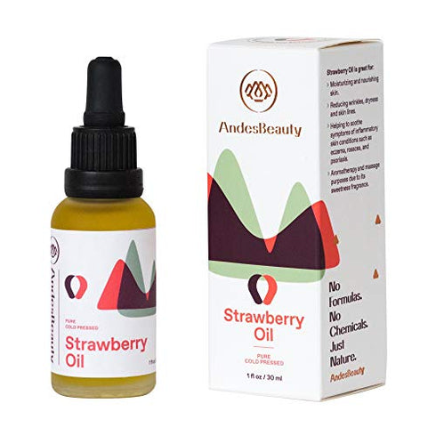 AndesBeauty Strawberry Seeds Oil – 1 Fl Oz Cold-Pressed Strawberry Seeds – Pure and Natural Strawberry Oil – Ideal for Skin Care Treatments, Aromatherapy, Hair, Skin - Rich in Nutrients