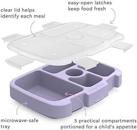Bentgo® Kids Prints Tray with Transparent Cover - Reusable, BPA-Free, 5-Compartment Meal Prep Container with Built-In Portion Control for Healthy Meals At Home & On the Go (Unicorn)
