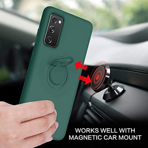 BENTOBEN Samsung Galaxy S20 FE 5G Case 2020, Slim Silicone | Kickstand with 360° Ring Holder | Support Car Mount | Soft Gel Rubber Hybrid Shockproof Bumper Anti-Scratch Non-Slip Cover, Midnight Green