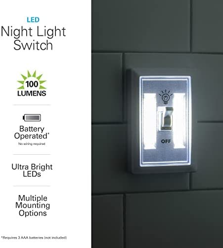 Lights by Night Wireless LED Light Switch, Battery Operated, 100 Lumens, Tap Light, Portable Light Switch, Wireless, Stick-On LED Lights, Under Cabinet, Closet, Basement and More, 39641