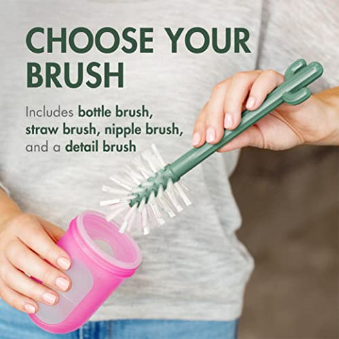 Boon Cacti Bottle Cleaning Brush Set, Terracotta , 4 Piece Set