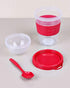 Titiz 20 oz Cereal On the Go Cups Portable Lux Yogurt Cereal To-Go Container with Top Lid Granola & Fruit Compartment (Red)