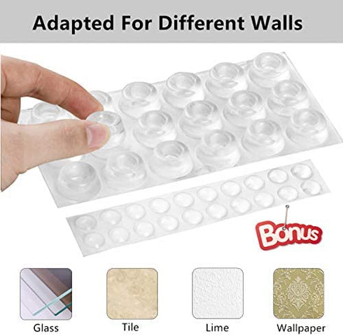 Adhesive Door Knob Bumper Pads- 18 PCS Small Clear Wall Protector Door Stopper Rubber Feet for Door Handle Cabinet Headboard Refrigerator Sound Dampening and 20 PCS Bumper Pads