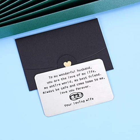 Wallet Insert Card Husband Valentines Day Christmas Gift for Men Fiancé Him from Wife Women Birthday Present for New Husband Hubby Couple Wedding Anniversary Gif Father Day New Year Thanksgiving Card