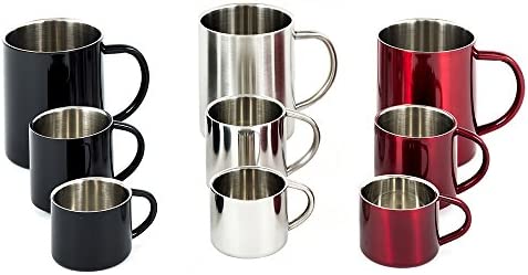 Silver Stainless Steel Double Wall Espresso Cups, XL, Set of 4