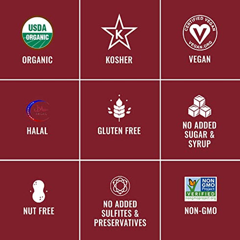 ORGANIC Dried Tart Cherries - Sunny Fruit - (5) 0.7oz Portion Packs per Bag | Purely Cherries - NO Added Sugars, Sulfurs or Preservatives | NON-GMO, VEGAN, HALAL & KOSHER