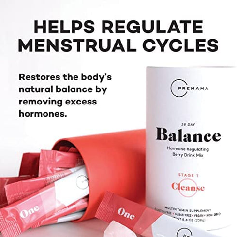 Premama Hormone Balance for Women, Berry Flavored Drink Mix, Irregular Cycles, PMS & Menopause, Chasteberry, Magnesium, 28 Servings