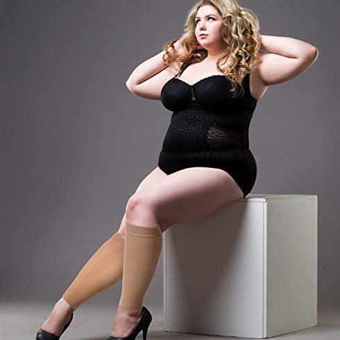 3 Pairs 20 Inches XXL Wide Plus Size Calf Compression Socks for Circulation Compression Long Legs Sleeves 20 - 30 mmHg Calf Muscle Compression Sleeve for Women Men