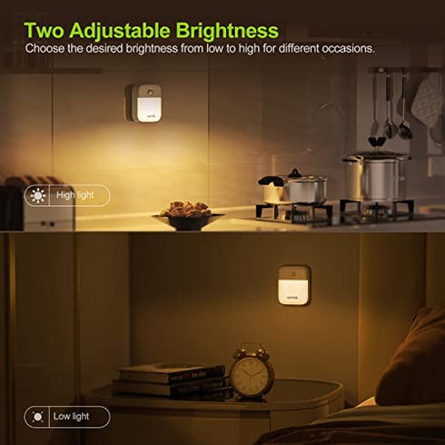 AUVON Motion Sensor Closet Lights, Stick-On Cordless Battery Operated LED Night Light with High & Medium Brightness, Stick Anywhere Wall Lights for Hallway, Stairs, Kitchen, Bathroom, Bedroom (3 Pack)