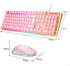 MageGee Gaming Keyboard and Mouse Combo, True RGB Backlit Membrane Office Keyboard, 104 Keys Metal Panel USB Quiet Wired Keyboard for Windows Laptop PC - Pink