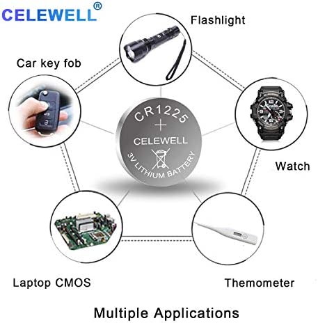 CELEWELL CR1225 5 Pack 3V Lithium Battery?5-Year Warranty?