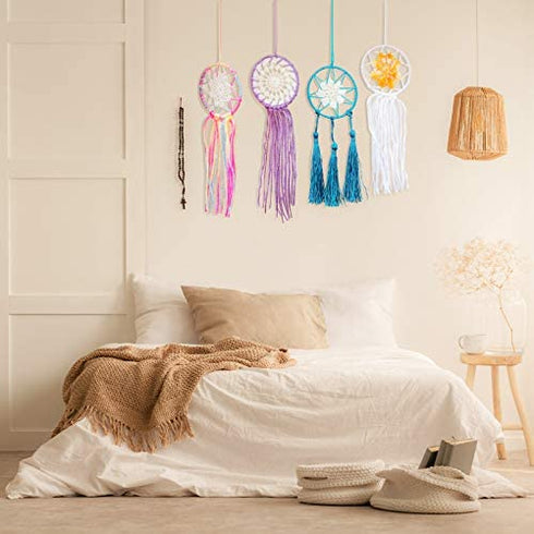 Chuangdi 8 Pieces 6 to 8 Inch Cotton Lace Doilies Crochet Handmade Lace Coasters Round Lace Placemat Rustic Table Doilies Decors for Kitchen Dining Room Party Dressers Dream Catcher Decoration, Beige