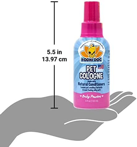 Bodhi Dog Natural Pet Cologne | Premium Scented Perfume Body Spray for Dogs and Cats | Clean and Fresh Scent | Natural Conditioning Qualities | Made in USA (Baby Powder, 4 Fl Oz)