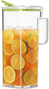 Komax Large Plastic Water Pitcher with Lid Square Water Carafe with Lids – BPA-Free, Dishwasher Safe Plastic Pitcher – Water, Tea, or Juice Containers with Lids for Fridge (2.3 Liters)