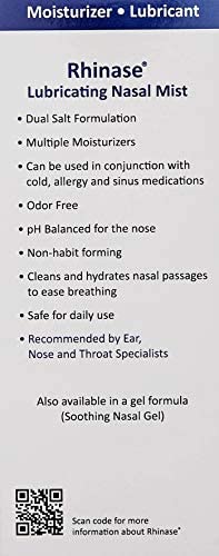 Rhinase Allergy Relief Saline Nasal Spray – Steroid Free, Dual Wetting Agent & Salt Formulation, 300 Sprays for Dry Nose, Allergy, nosebleeds from Nasal Dryness