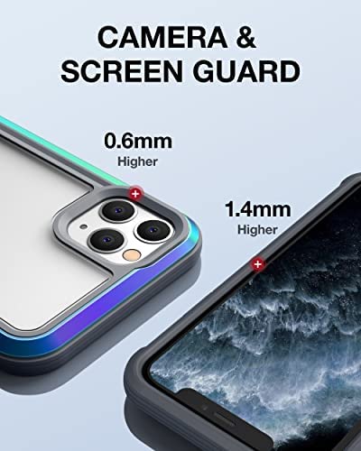 Raptic Shield for iPhone 11 Pro Max Case, Shockproof Protective Clear Case, Military 10ft Drop Tested, Durable Aluminum Frame, Anti-Yellowing Technology Case for iPhone 11 Pro Max, Iridescent