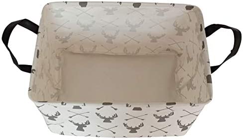 Rectangular Storage Bin Shelf Basket Canvas Fabric Toy Box,Waterproof Coating Nursery Hamper with Handles,Gift Basket for Home,Office,Clothes,Books(Deer)