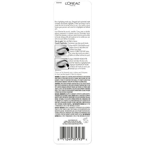 L'Oreal Paris Cosmetics Stylist Brow Raiser Highlighter Duo, Medium, 0.16 Ounce