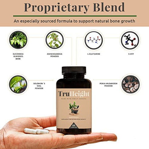 TruHeight Capsules - Height Growth Maximizer - Natural Height Growth for Kids, Teens, & Young Adults - Keto with Ashwaganda & Nanometer Calcium - Peak Height Booster, Height Increase Pills, Ages 10+
