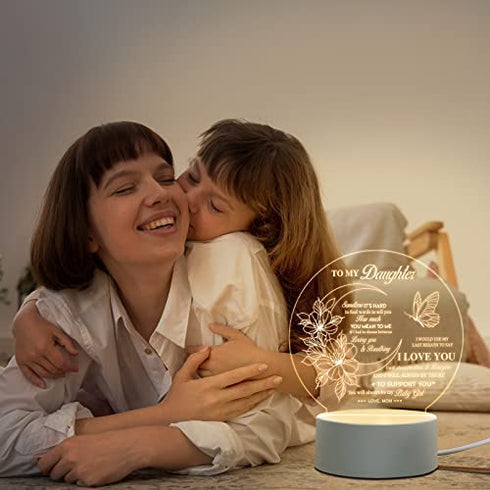 BeneCharm Daughter Gifts from Mom - Christmas Gifts for Daughter, to My Daughter Birthday Graduation Wedding Gifts - Personalized Acrylic Night Light Gifts for Daughter from Mothers