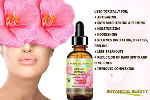 Japanese ORGANIC CAMELLIA Seed Oil. 100% Pure/Natural/Undiluted/Refined/Cold Pressed Carrier Oil. Rich antioxidant to revitalize and rejuvenate the hair, skin and nails. 0.5 Fl.oz-15ml.