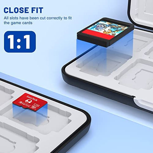 CYKOARMOR Switch Game Case for Nintendo Switch Game Card with 24 Switch Game Holder Storage and 24 Micro SD Cartridge Slots, Slim Switch Game Organizer Include Hard Shell and Soft Rubber-Grey Black