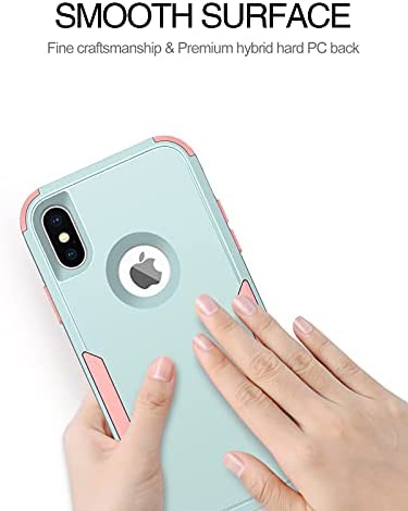 BENTOBEN iPhone X Case, iPhone Xs Case, 3 in 1 Heavy Duty Rugged Hybrid Hard PC Soft TPU Bumper Shockproof Non-Slip Protective Cases Cover for iPhone X (2017) / iPhone Xs (2018) 5.8 Inch, Green/Pink